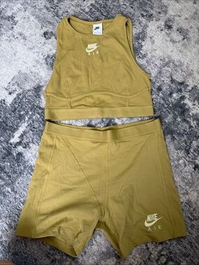 Nike Olive Green Two-Piece Active Shorts Set